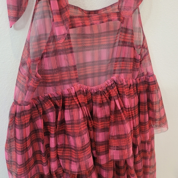 Kimchi Blue Backless Plaid Dress in Red, Pink and Burgundy  Size L - Picture 5 of 9